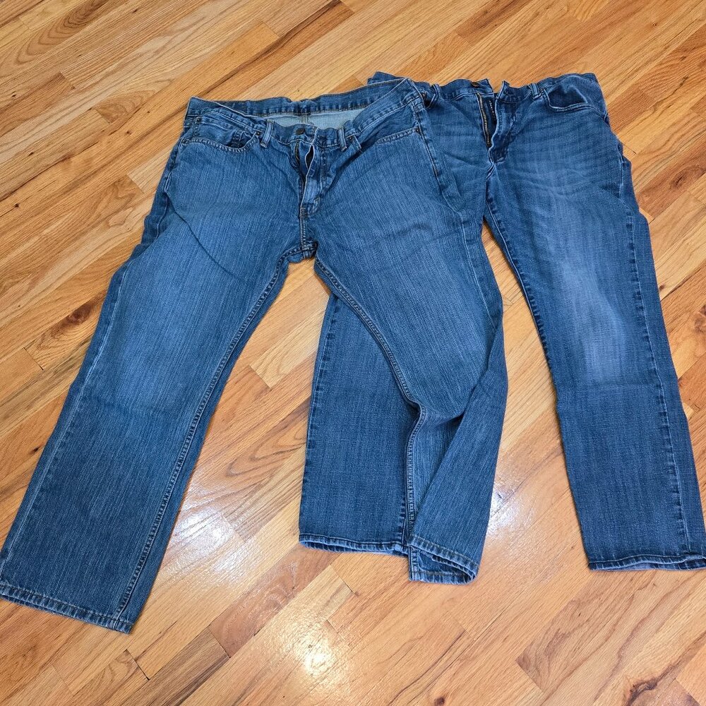Aged to perfection! TWO pair worn style men's jeans!